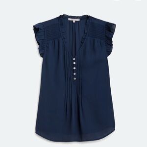 Daniel Rainn Navy Ruffle‎ Sleeve Blouse